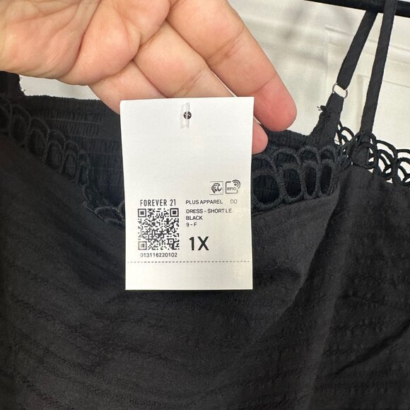 Black Crochet Lace Mini Babydoll Dress 1X - NEW - Picture 6 of 12